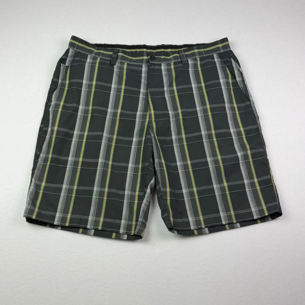 PGA Tour Pro Series Golf Shorts 36 Gray Plaid